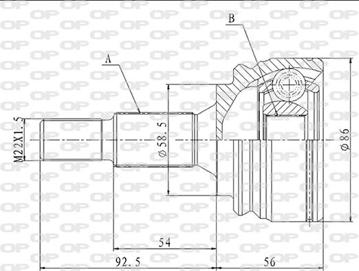 Open Parts CVJ5873.10 - Шарнірний комплект, ШРУС, приводний вал autocars.com.ua