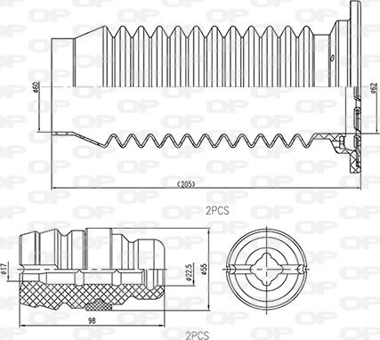 Open Parts DCK5043.04 - Пилозахисний комплект, амортизатор autocars.com.ua