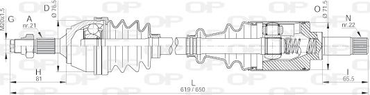 Open Parts DRS6000.00 - Приводний вал autocars.com.ua