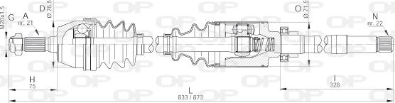 Open Parts DRS6005.00 - Приводний вал autocars.com.ua