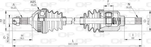 Open Parts DRS6044.00 - Приводний вал autocars.com.ua