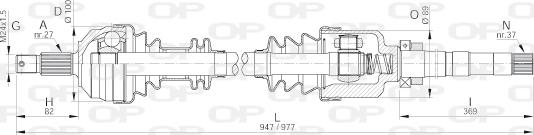 Open Parts DRS6051.00 - Приводний вал autocars.com.ua