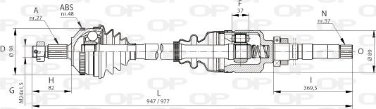 Open Parts DRS6053.00 - Приводний вал autocars.com.ua