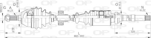 Open Parts DRS6057.00 - Приводний вал autocars.com.ua