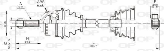 Open Parts DRS6100.00 - Приводний вал autocars.com.ua