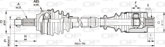 Open Parts DRS6111.00 - Приводний вал autocars.com.ua