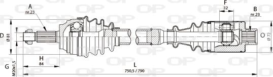 Open Parts DRS6113.00 - Приводний вал autocars.com.ua