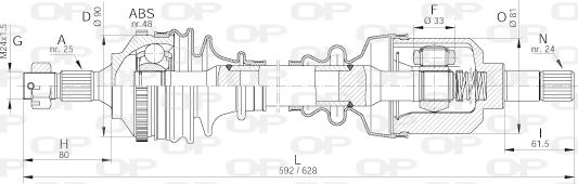 Open Parts DRS6129.00 - Приводний вал autocars.com.ua