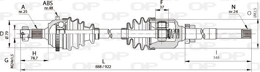 Open Parts DRS6130.00 - Приводний вал autocars.com.ua