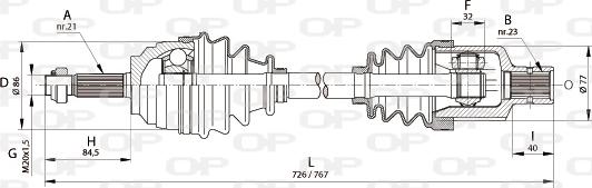 Open Parts DRS6134.00 - Приводний вал autocars.com.ua