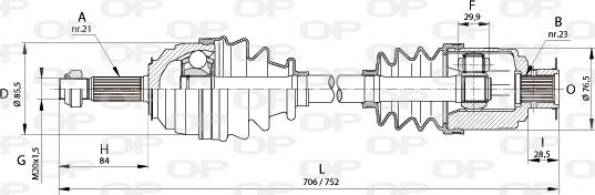 Open Parts DRS6136.00 - Приводний вал autocars.com.ua