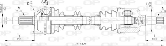 Open Parts DRS6137.00 - Приводний вал autocars.com.ua