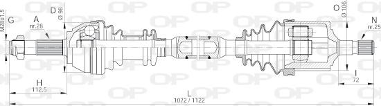 Open Parts DRS6139.00 - Приводний вал autocars.com.ua