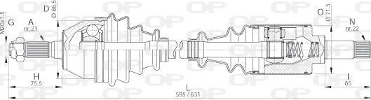 Open Parts DRS6145.00 - Приводний вал autocars.com.ua