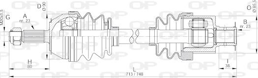 Open Parts DRS6152.00 - Приводний вал autocars.com.ua