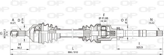 Open Parts DRS6154.00 - Приводний вал autocars.com.ua