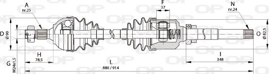 Open Parts DRS6158.00 - Приводний вал autocars.com.ua