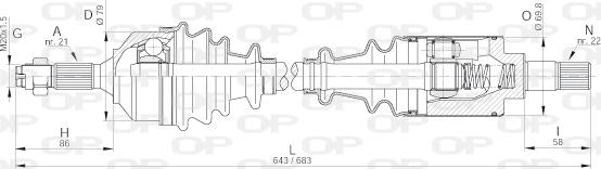 Open Parts DRS6160.00 - Приводний вал autocars.com.ua