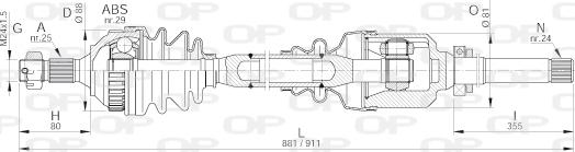 Open Parts DRS6168.00 - Приводний вал autocars.com.ua