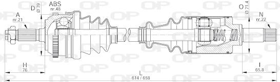 Open Parts DRS6183.00 - Приводний вал autocars.com.ua