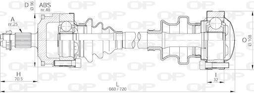 Open Parts DRS6189.00 - Приводний вал autocars.com.ua
