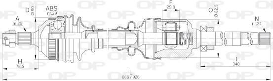 Open Parts DRS6201.00 - Приводний вал autocars.com.ua