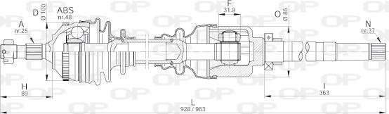 Open Parts DRS6203.00 - Приводний вал autocars.com.ua