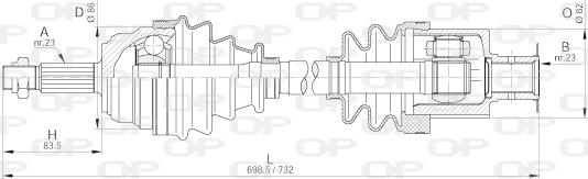 Open Parts DRS6204.00 - Приводний вал autocars.com.ua