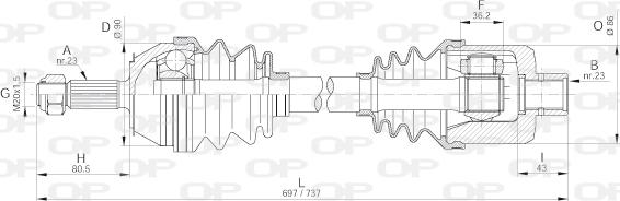 Open Parts DRS6205.00 - Приводний вал autocars.com.ua