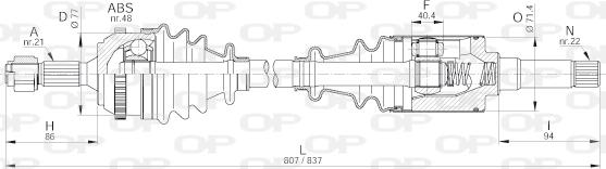 Open Parts DRS6215.00 - Приводний вал autocars.com.ua