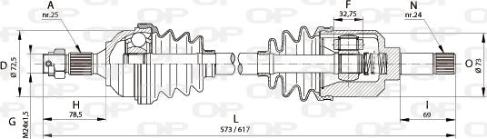 Open Parts DRS6218.00 - Приводний вал autocars.com.ua