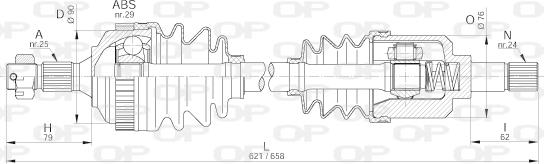 Open Parts DRS6220.00 - Приводний вал autocars.com.ua