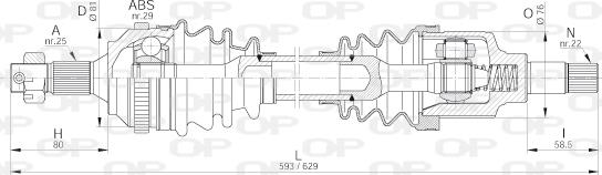 Open Parts DRS6222.00 - Приводний вал autocars.com.ua