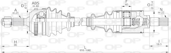 Open Parts DRS6224.00 - Приводний вал autocars.com.ua