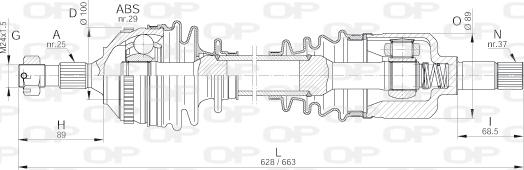 Open Parts DRS6226.00 - Приводний вал autocars.com.ua