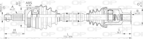 Open Parts DRS6227.00 - Приводний вал autocars.com.ua