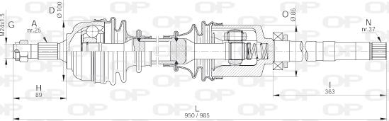 Open Parts DRS6229.00 - Приводний вал autocars.com.ua