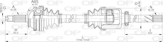 Open Parts DRS6231.00 - Приводний вал autocars.com.ua