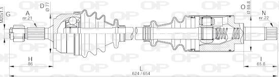 Open Parts DRS6232.00 - Приводний вал autocars.com.ua