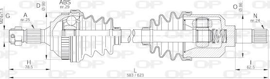 Open Parts DRS6235.00 - Приводний вал autocars.com.ua