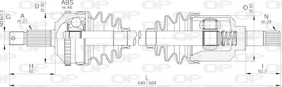 Open Parts DRS6243.00 - Приводний вал autocars.com.ua