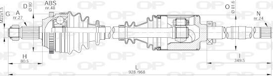 Open Parts DRS6244.00 - Приводний вал autocars.com.ua