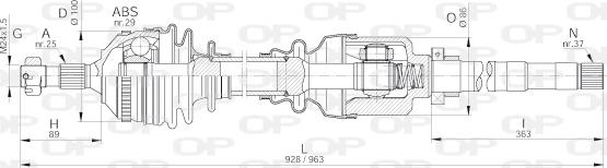 Open Parts DRS6246.00 - Приводний вал autocars.com.ua