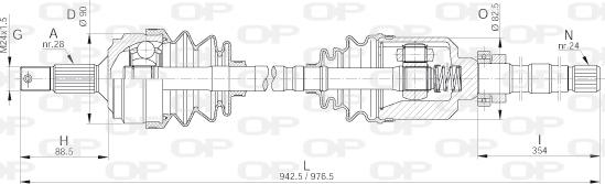 Open Parts DRS6249.00 - Приводний вал autocars.com.ua