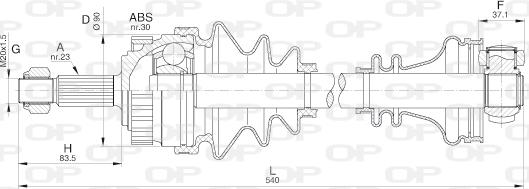 Open Parts DRS6251.00 - Приводний вал autocars.com.ua