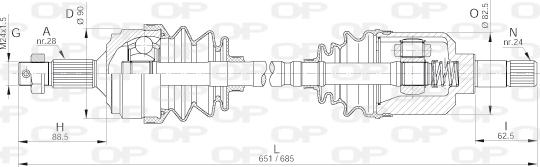 Open Parts DRS6254.00 - Приводний вал autocars.com.ua