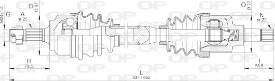 Open Parts DRS6257.00 - Приводний вал autocars.com.ua