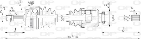 Open Parts DRS6261.00 - Приводний вал autocars.com.ua