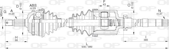 Open Parts DRS6273.00 - Приводний вал autocars.com.ua