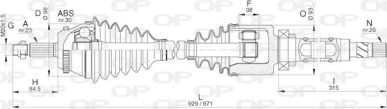 Open Parts DRS6303.00 - Приводний вал autocars.com.ua